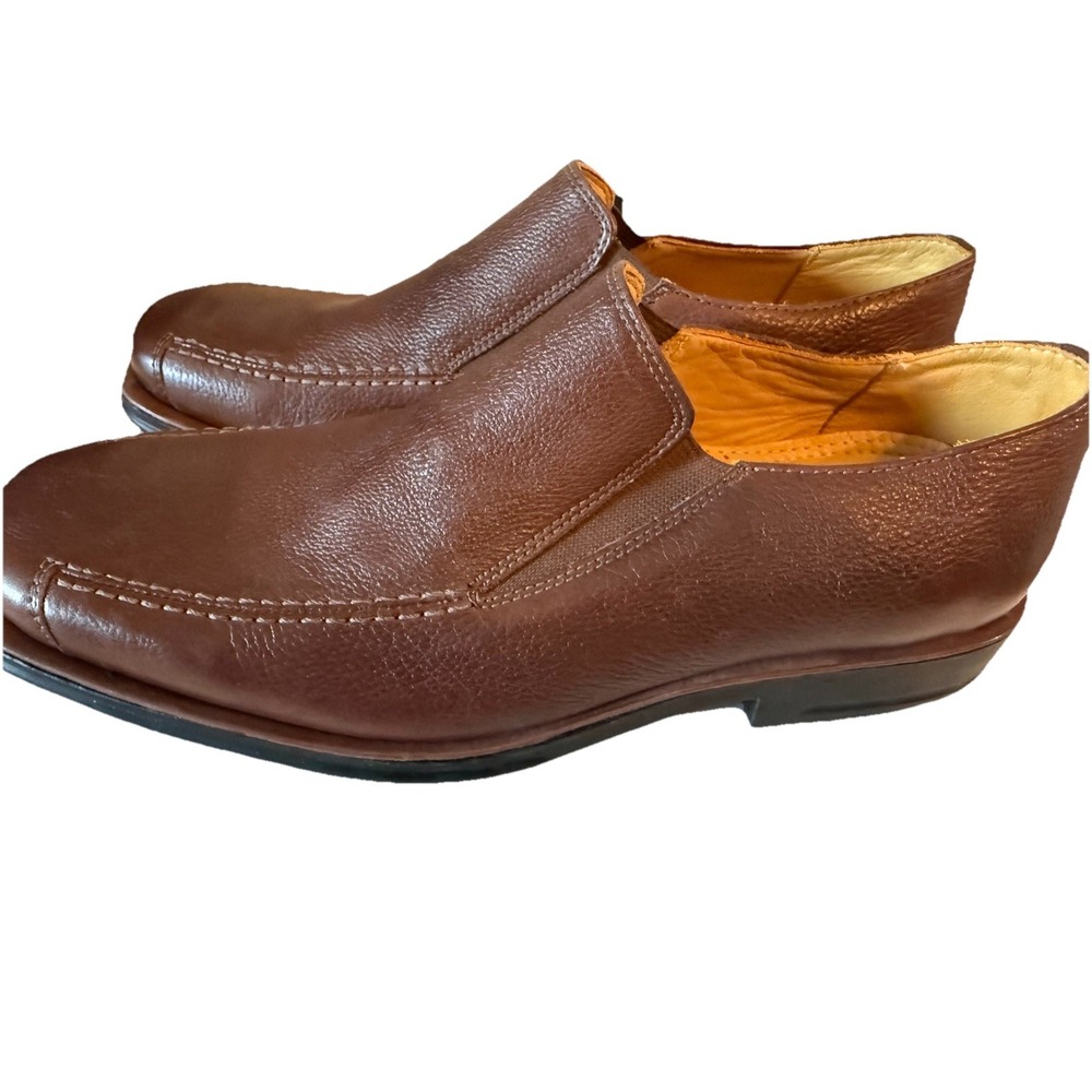 Sandro 5302 Mens‎ 13D Brown Leather Square Toe Gore Loafers, Made in Brazil